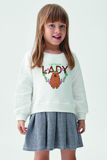 MYADA Plaid Patterned Sweatshirt and Checked Skirt Set