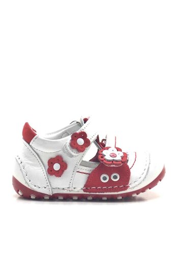 Nıno Genuine Leather Red Velcro Summer First Step Shoes