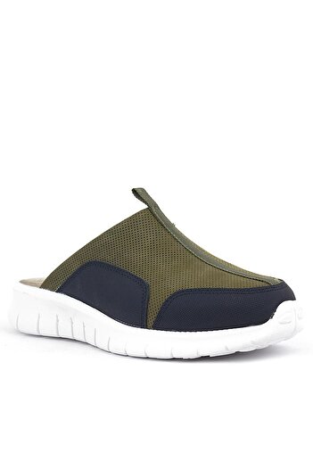 Shoes Center Genuine Leather Khaki Black Medical Comfort Sports Slippers