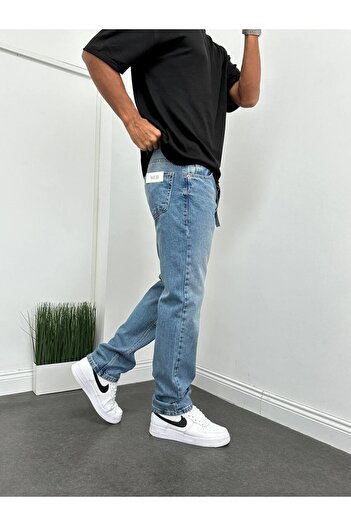 BYNO61MAN Baggy Mavi Renk Eskitme Kot Pantolon