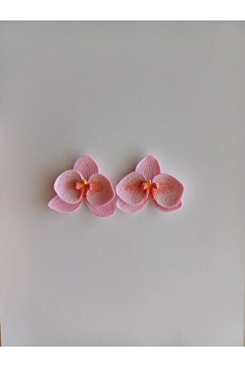 CREATİVESHOP Pink Orchid Earrings, Flower Clay Earrings, Boho Flower Earrings, Elegant Earring Set, Clay Jewelry, Summer Accessory