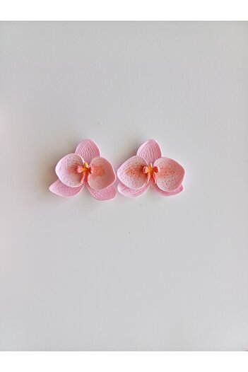 CREATİVESHOP Pink Orchid Earrings, Flower Clay Earrings, Boho Flower Earrings, Elegant Earring Set, Clay Jewelry, Summer Accessory