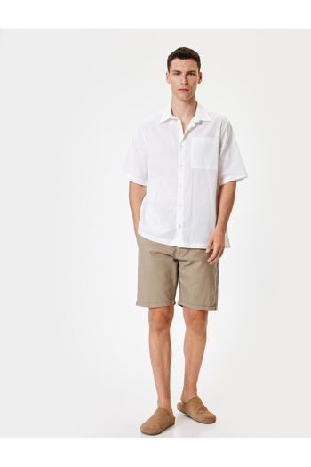 Koton Linen Blended Bermuda Shorts - Pockets and Leg Detail