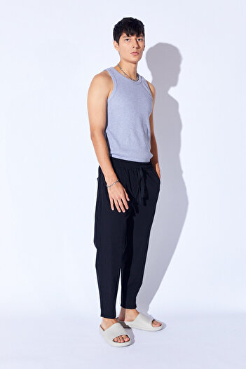 Manche Paraşüt Esnek Likralı Baggy Kesim Beli Lastikli Erkek Pantalon Jogger | Siyah MANW611015-1