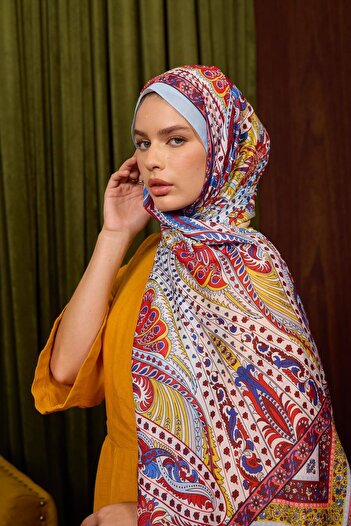 İpekhan Marrakech Collection Soft Shawl Red Baby Blue 3047-11