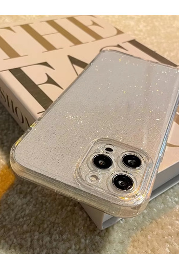 KVK PRİVACY Apple iPhone 16 Pro Uyumlu Şeffaf Kılıf Simli 2.0mm Darbeye Dayanıklı Silikon Yumuşak Kapak