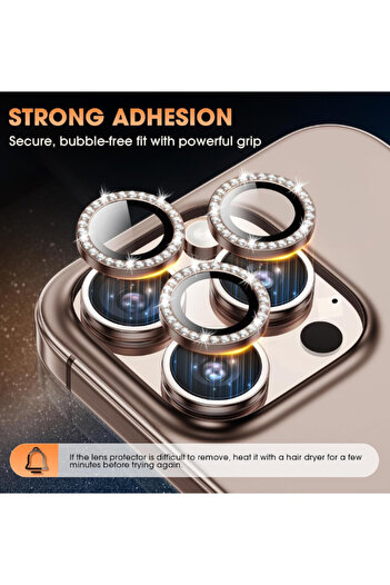 KVK PRİVACY Rhinestone Lens Camera Protection for iPhone 16 Pro/16 Promax - Tempered Titanium
