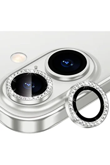 KVK PRİVACY iPhone 16/16 Plus - Compatible Stone Lens Camera Protection, Tempered Silver