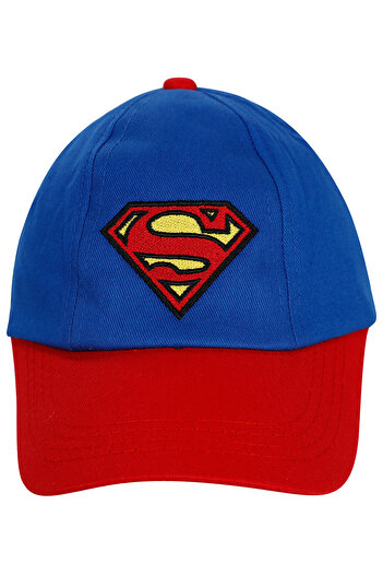 Superman Süperman Erkek Çocuk Kep Şapka 6-9 Yaş Mavi