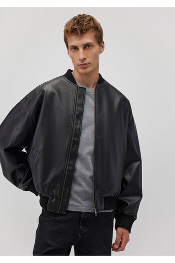 Mavi Faux Leather Black Jacket - Loose Fit, Comfortable Fit 0110401 -900