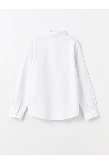 LC Waikiki Lcw Kids White Long Sleeve Textured Boy Shirt