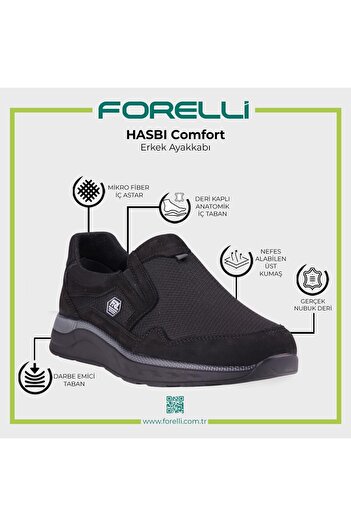 Forelli Hasbı 46005 Ανδρικά μαύρα παπούτσια Nubuck Comfort
