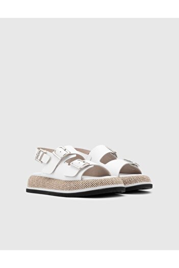 İLVİ Arika Genuine Leather Women's White Sandals