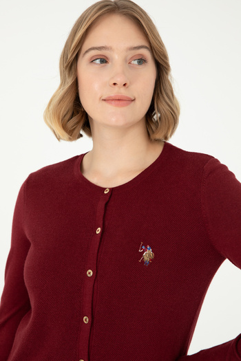 U.S. Polo Assn. Women's Claret Red Basic Knitwear Cardigan 50288991 -Vr014