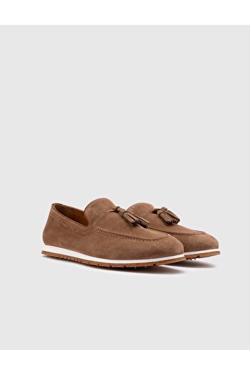 İLVİ Antonio Genuine Suede Leather Men's Tan Loafer Shoes