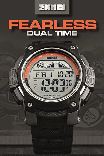 Skmei 1372 Men's Black Wristwatch with Alarm and Stopwatch