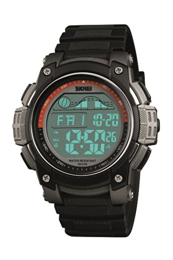 Skmei 1372 Men's Black Wristwatch with Alarm and Stopwatch