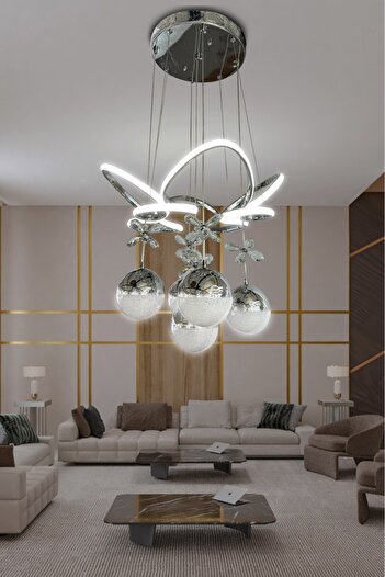 RSCOLLECTIONS Kral Tacı Led Avize 5 Toplu Led Avize 3 Renk