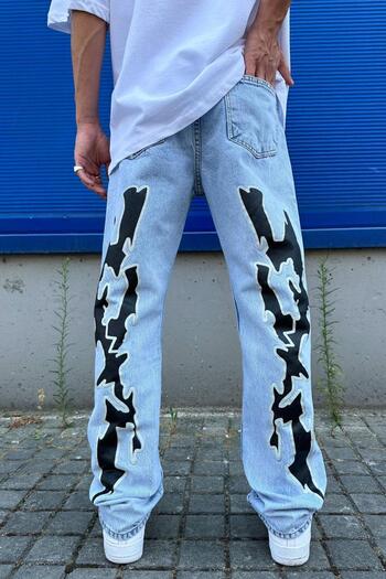 HAFKAGİYİM Ice Blue Neon Chaos Night φαρδύ παντελόνι