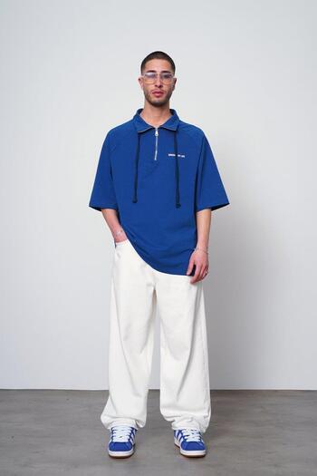 HAFKAGİYİM ΜΠΛΕ μπλουζάκι με φερμουάρ EE Oversize Polo Neck
