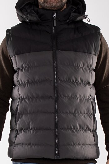 BIGAZZI 948-304 Slimfit Iki Renkli Kapşonlu Erkek Şişme Yelek