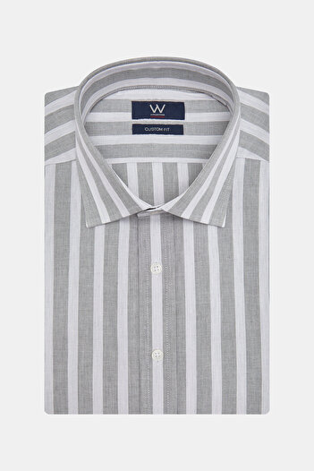W Collection YEŞİL ÇİZGİLİ DESENLİ GÖMLEK
