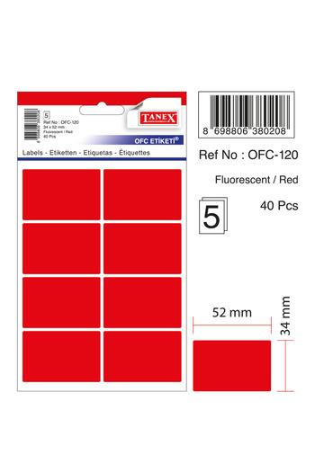 Tanex Ofc-120 Flo Red Office Sticker
