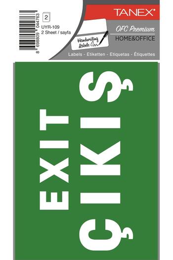 Tanex Uyr-109 Emergency Exit Label 2 Pack
