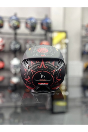 MT Helmets StreetFighter SV Aztec B5 Matt Kırımızı/Siyah Kask