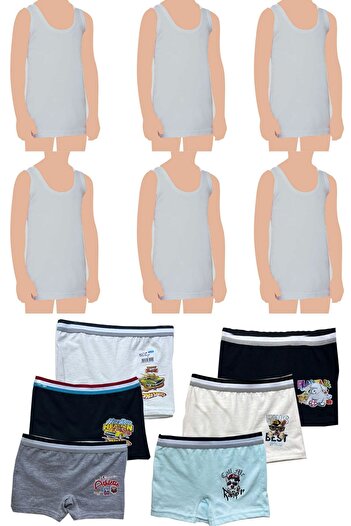Belifanti Collection Boy's Cotton 6-Piece Gray Athlete 6-Piece Mixed Color Boxer 12-Piece Set