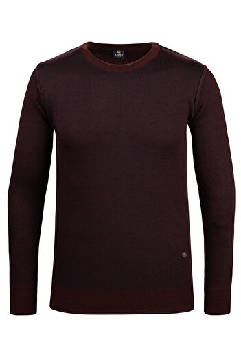 Çizgi Triko Men's Striped Knitwear Sweater - Zero Collar, Patterned Sleeves and Waist Elastics, Steel Knit Classic Fit - 5015C