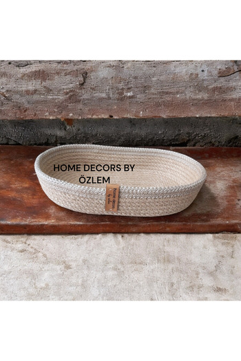home decors by özlem Oval Wicker Basket Organizer Decoration Kitchen Presentation - 22x15x5 Cm