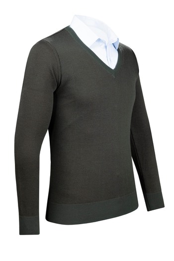 Çizgi Triko Men's V-Neck Stripe Knitwear Sweater - Patterned Sleeve and Waist Elastic, Steel Knit Classic Fit - 5015D