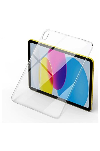 Fibaks İpad 11 A16 2025 10. Nesil 10.9 Kılıf Ultra Ince Esnek Renksiz Şeffaf Silikon Tablet Kapak Kilifi