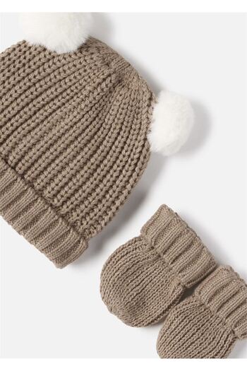 MAYORAL Brown Knitwear Hat and Gloves Set - 9766