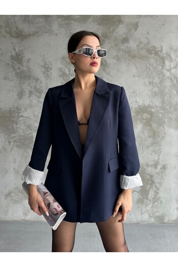 MYGİYİMİSTANBUL Blazer Jacket (Striped Lining)