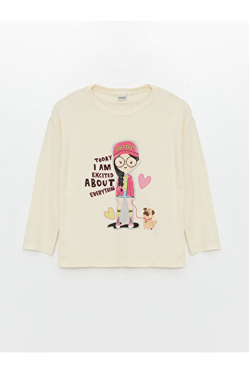 LC Waikiki Lcw Kids Crew Neck Printed Long Sleeve Girls Pajamas Set (W4)