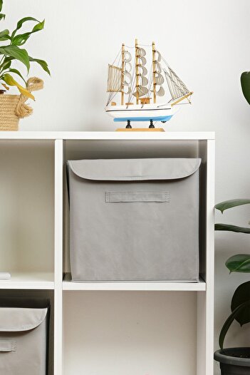 PH Prendi Home 30x30x30 Gray Storage Box - Organizer with Fabric Lid