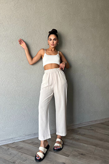 Seda Yalçın Atelier Natural Waist Detailed Linen Trousers