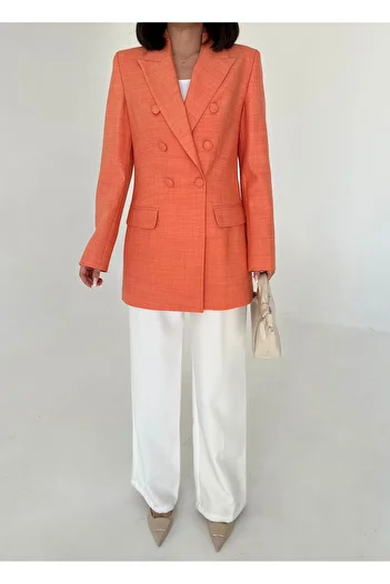 VUNTAL Coated Buttoned Long Blazer Jacket