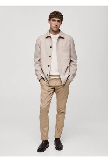 MANGO Man Tapered Cut Cotton Cropped Trousers