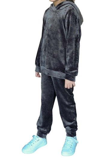 LOVETTI Girl's Anthracite velvet Set - Upper and Lower Set