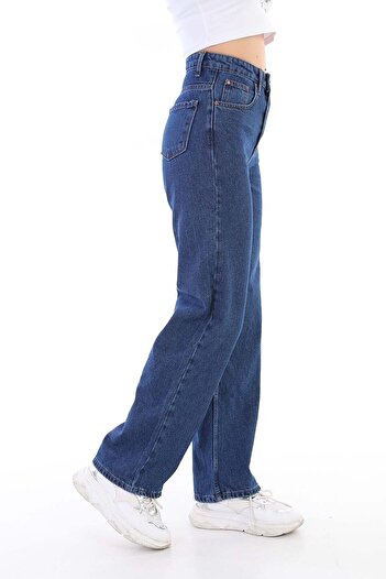 LİMABEL Diana Gold - Dark Blue Palazzo Wide Leg Jeans, Lycra Colorfast Fabric