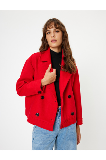 Koton Double Breasted Pocket Short Cashmere Coat