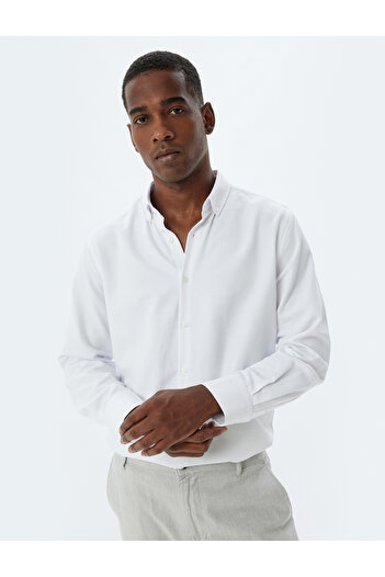 Koton Slim-Fit-Shirt mit langen Ärmeln aus Baumwollmischung