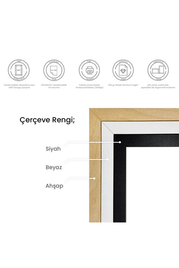 Hayyart Allah-u Ekber Yazılı Özel Kahverengi Tasarımlı Ahşap Çerçeveli Minimalist Tekli İslami Tablo