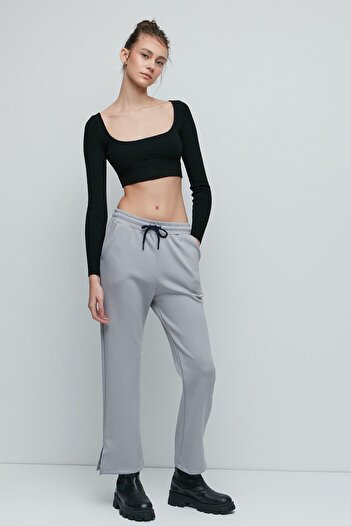 C&City Gray 843 Model Slit Spanish Leg Sweatpants