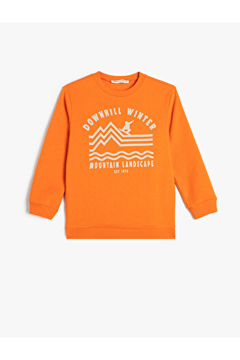 Koton Skateboard Printed Long Sleeve Crew Neck Raised Sweatshirt