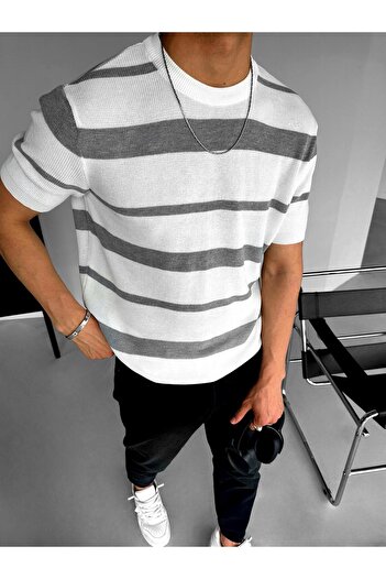 ablukaonline Gray Men's Knitted Oversize T-Shirt