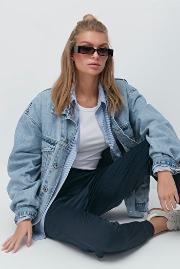 C&City Yüksek Bel Manşetli Paça Jogger Eşofman Altı 811 Füme